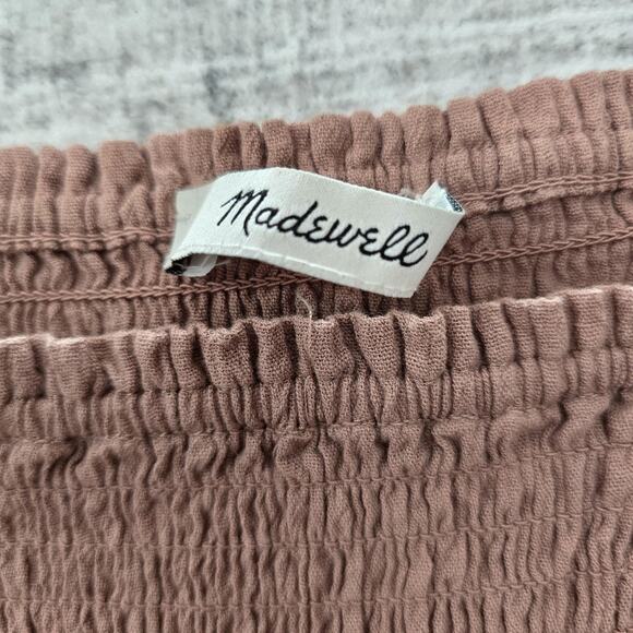 Madewell Top Womens Medium Blush Long Sleeve Square Neck Peasant Blouse Boho - Picture 2 of 8